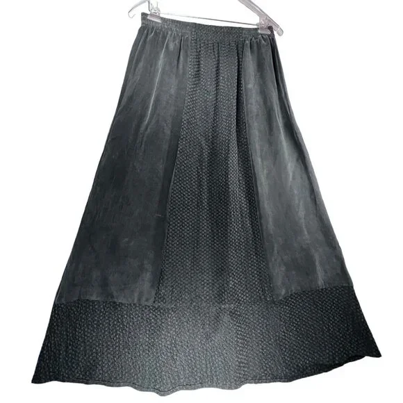 Vtg Wild Rose Midi Maxi Skirt Set 2 piece Womens 14 Gray Boho Rayon Textured USA - Picture 10 of 16